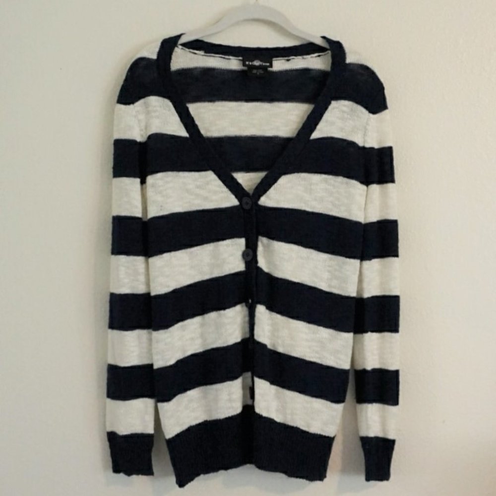 Dark Blue Stripped Button Down Cardigan